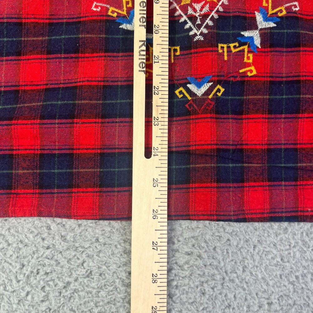 Umgee USA Top Womens Small Red Plaid Embroidered Flannel Button Aztec Western - Picture 5 of 9